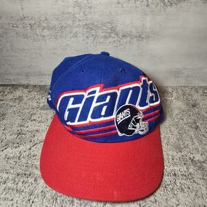 Vintage 90s Reebok New York Giants Snapback Hat Cap NFL Pro Line Wool Blue Red